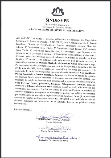 Ata - Vacância