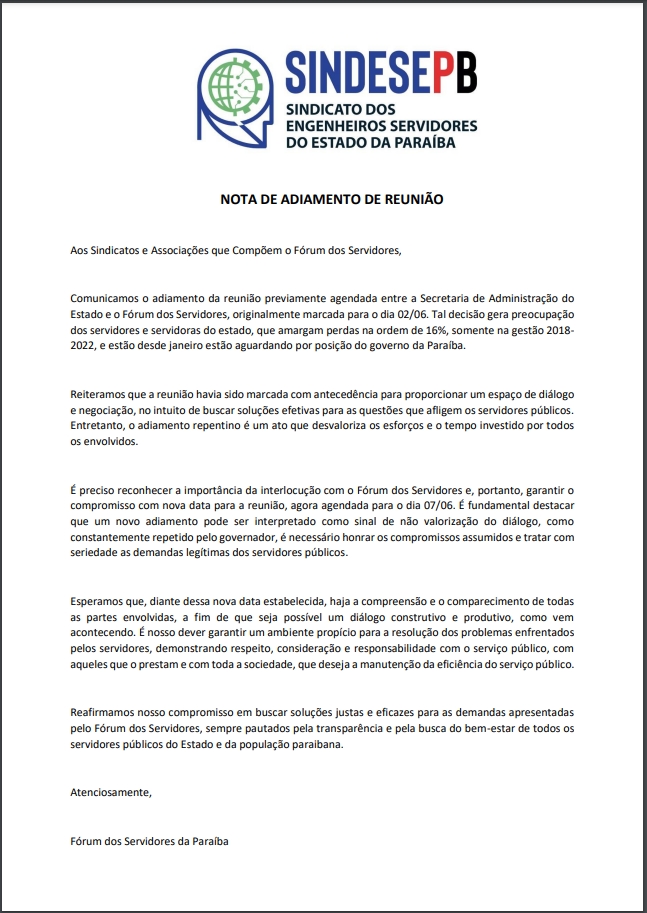 Nota de Adiamento