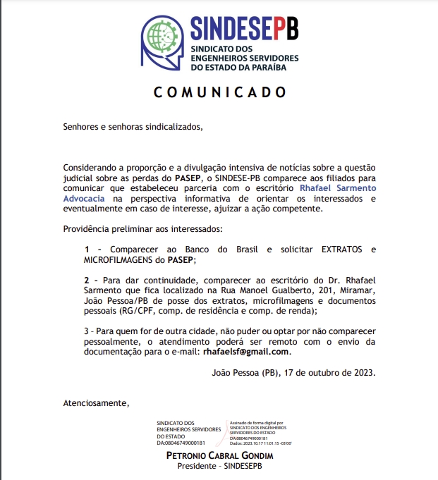 Comunicado PASEP